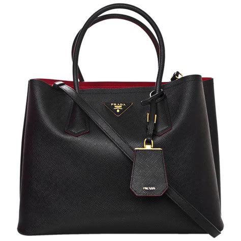 prada black tote red lining|saffiano leather Prada bags.